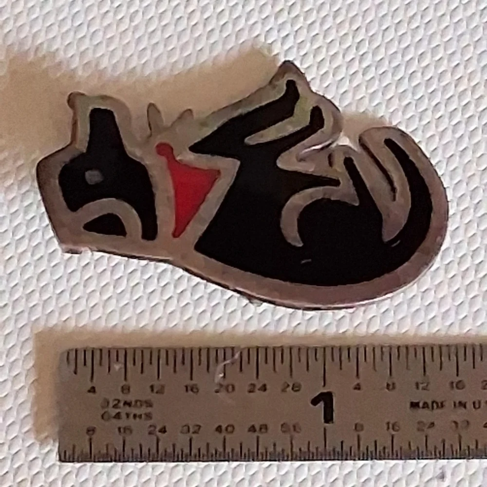 * Vintage Anne Harvey Mexico 925 Black Dog Pin Brooch
